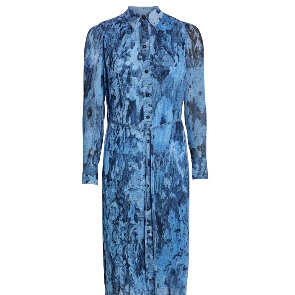 Ganni Long Sleeve midi ribbed Blue Dress